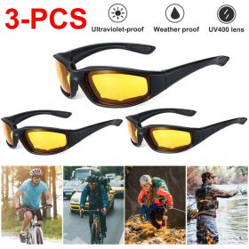 3Pair Motorcycle Riding Glasses Wind Resistant Bike Goggles UV Protection Resistant Padded Comfortable Outdoor Sport Goggles (Color: 3*Yellow)
