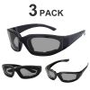 3Pair Motorcycle Riding Glasses Wind Resistant Bike Goggles UV Protection Resistant Padded Comfortable Outdoor Sport Goggles