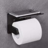 Self Adhesive Toilet Paper Holder with Phone Shelf Stainless Steel Wall Mounted Toilet Paper Roll Holder - Rustproof and Bathroom Washroom Tissue Roll