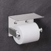 Self Adhesive Toilet Paper Holder with Phone Shelf Stainless Steel Wall Mounted Toilet Paper Roll Holder - Rustproof and Bathroom Washroom Tissue Roll
