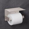 Self Adhesive Toilet Paper Holder with Phone Shelf Stainless Steel Wall Mounted Toilet Paper Roll Holder - Rustproof and Bathroom Washroom Tissue Roll