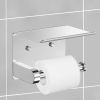 Self Adhesive Toilet Paper Holder with Phone Shelf Stainless Steel Wall Mounted Toilet Paper Roll Holder - Rustproof and Bathroom Washroom Tissue Roll