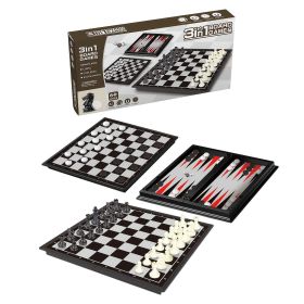 3 In 1 Game Magnetic Travel Chess Game, Foldable Portable Chess Board Game for Kids, Entertaining Road Trip Toys, Travel Games (Style: NO-138)