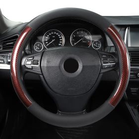 Microfiber Leather 15" Universal Fit Car Steering Wheel Cover, Elastic Nonslip Breathable and Odorless (Color: black coffee)