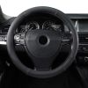 Microfiber Leather 15" Universal Fit Car Steering Wheel Cover, Elastic Nonslip Breathable and Odorless, Black & Pink Grip