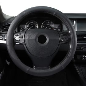 Microfiber Leather 15" Universal Fit Car Steering Wheel Cover, Elastic Nonslip Breathable and Odorless, Black & Pink Grip (Manufacturer Part Number: 703791958467)