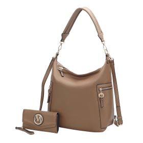 MKF Collection Ophelia Vegan Leather Women Hobo Bag with Wallet by Mia K (Material: Vegan Leather, Color: Khaki)