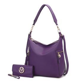 MKF Collection Ophelia Vegan Leather Women Hobo Bag with Wallet by Mia K (Material: Vegan Leather, Color: Purple)