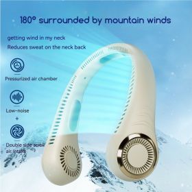 Bladeless Neck Fan with 180° Mountain Wind Cooling -Hands-Free Wearable & Ultra-Quiet, USB Rechargeable for Travel, Gym (Color: Ivory White)