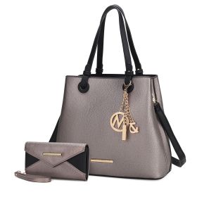 MKF Collection Kearny Women Tote Bag with Wallet by Mia k (Material: Polycarbonate, Color: Pewter)