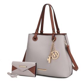 MKF Collection Kearny Women Tote Bag with Wallet by Mia k (Material: Polycarbonate, Color: Light Grey)