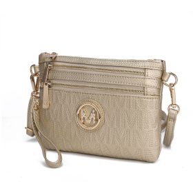 MKF Collection Roonie Milan Signature Crossbody Wristlet by Mia k (Material: Polycarbonate, Color: Gold)