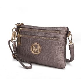 MKF Collection Roonie Milan Signature Crossbody Wristlet by Mia k (Material: Polycarbonate, Color: Pewter)