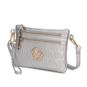MKF Collection Roonie Milan Signature Crossbody Wristlet by Mia k (Material: Polycarbonate, Color: Silver)