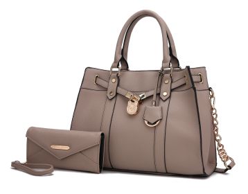 MKF Collection Christine Vegan Leather Women Satchel Bag with wallet by Mia K (Material: Vegan Leather, Color: Taupe)