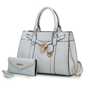 MKF Collection Christine Vegan Leather Women Satchel Bag with wallet by Mia K (Material: Vegan Leather, Color: Lt Blue)