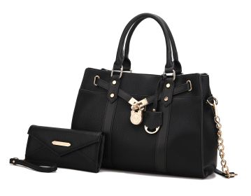 MKF Collection Christine Vegan Leather Women Satchel Bag with wallet by Mia K (Material: Vegan Leather, Color: Black)