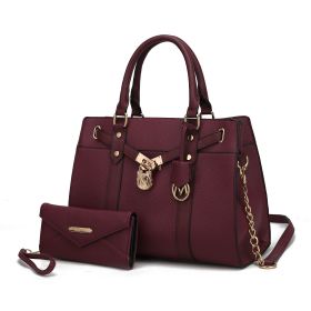 MKF Collection Christine Vegan Leather Women Satchel Bag with wallet by Mia K (Material: Vegan Leather, Color: Plum)