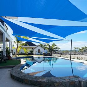 Artpuch Custom Size Sky Blue Sun Shade Sail Triangle Canopy 185 GSM Durable Fabric UV Block Awning for Outdoor Patio Garden Backyard (Customized Avail (Color: Sky Blue, size: 11x22x24.6)