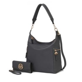 MKF Collection Ophelia Vegan Leather Women Hobo Bag with Wallet by Mia K (Material: Vegan Leather, Color: Charcoal)