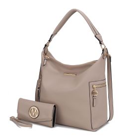MKF Collection Ophelia Vegan Leather Women Hobo Bag with Wallet by Mia K (Material: Vegan Leather, Color: Taupe)