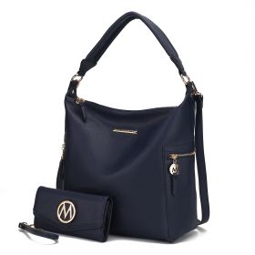 MKF Collection Ophelia Vegan Leather Women Hobo Bag with Wallet by Mia K (Material: Vegan Leather, Color: Navy)
