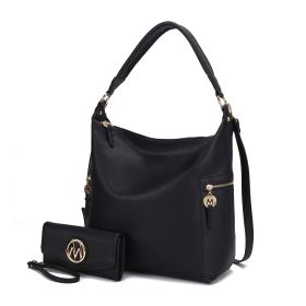 MKF Collection Ophelia Vegan Leather Women Hobo Bag with Wallet by Mia K (Material: Vegan Leather, Color: Black)