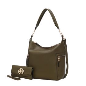 MKF Collection Ophelia Vegan Leather Women Hobo Bag with Wallet by Mia K (Material: Vegan Leather, Color: Olive)
