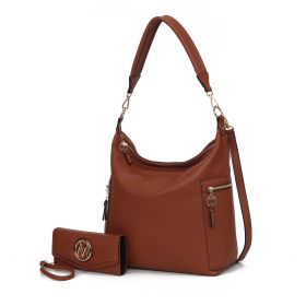 MKF Collection Ophelia Vegan Leather Women Hobo Bag with Wallet by Mia K (Material: Vegan Leather, Color: Cognac)