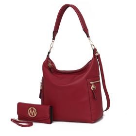 MKF Collection Ophelia Vegan Leather Women Hobo Bag with Wallet by Mia K (Material: Vegan Leather, Color: Red)
