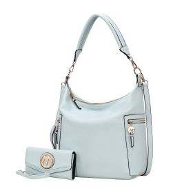 MKF Collection Ophelia Vegan Leather Women Hobo Bag with Wallet by Mia K (Material: Vegan Leather, Color: Lt Blue)