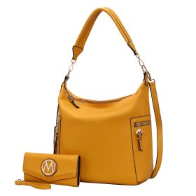 MKF Collection Ophelia Vegan Leather Women Hobo Bag with Wallet by Mia K (Material: Vegan Leather, Color: Yellow)