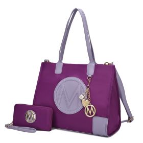 MKF Collection Louise Tote and Wallet Set by Mia k (Material: Vegan Leather, Color: Purple)