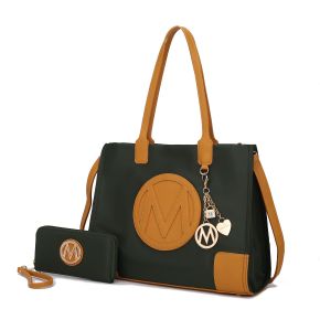 MKF Collection Louise Tote and Wallet Set by Mia k (Material: Vegan Leather, Color: Olive-Mustard)
