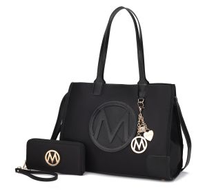 MKF Collection Louise Tote and Wallet Set by Mia k (Material: Vegan Leather, Color: Black)