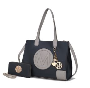MKF Collection Louise Tote and Wallet Set by Mia k (Material: Vegan Leather, Color: Charcoal-Lt Grey)