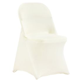 VEVOR Stretch Spandex Folding Chair Covers, Universal Fitted Chair Cover, Removable Washable Protective Slipcovers, for Wedding, Holiday, Banquet (Quantity: 30 pcs, Color: Ivory White)