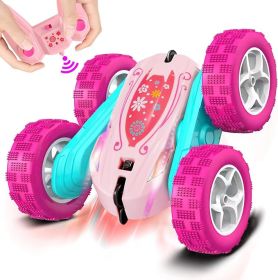 Rc Stunt Cars: Double Sided 360°Flip Rotating 4WD Race Car Toy For Outdoor & Indoor Birthday Gift (Color: Pink)