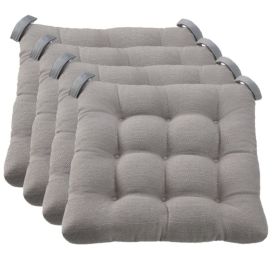 Textured Chair Seat Pad (Chair Cushion) 4-Piece Set, 15.5" x 16" (Color: Gray)