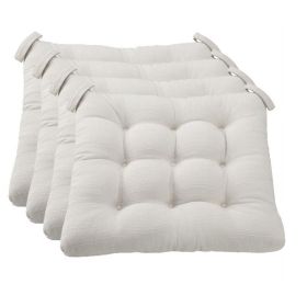 Textured Chair Seat Pad (Chair Cushion) 4-Piece Set, 15.5" x 16" (Color: Silver)