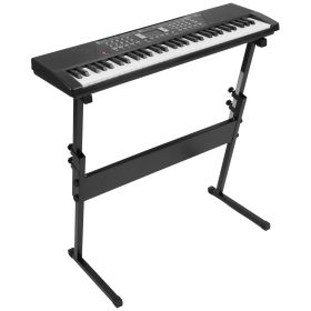 61 Keys Digital Music Keyboard Electric Piano Electronic Musical Instrument Kids Learning Keyboard with Microphone for 3-12 Year Old Kids Girls Boys (Type: Black with Stand and Light)