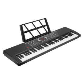 61 Keys Digital Music Keyboard Electric Piano Electronic Musical Instrument Kids Learning Keyboard with Microphone for 3-12 Year Old Kids Girls Boys (Type: Black_with Light)
