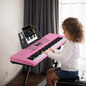 61 Keys Digital Music Keyboard Electric Piano Electronic Musical Instrument Kids Learning Keyboard with Microphone for 3-12 Year Old Kids Girls Boys (Type: Pink_Standard)