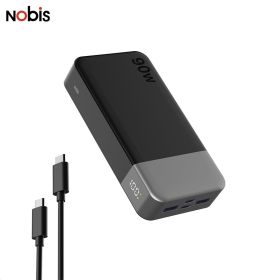 Nobis 20000mAh Portable Charger, 90W PD 3.0 QC Fast Charging Type-C Power Bank Lightweight Slim Travel External Battery Pack With LED Digital Display (Color: Black)