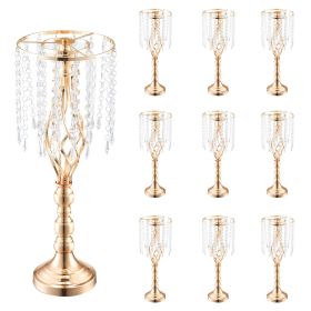 10PCS 55cm/21.65” Tall Crystal Wedding Flower Stand Vase For Party Decor (Option: Metallic)