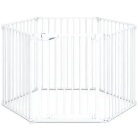 6-Panel Expandable Safety Gate (34.5"-154"), 270° Rotatable Baby/Pet Barrier For Fireplace Stairway Doorway-White (Option: defaulttitle)