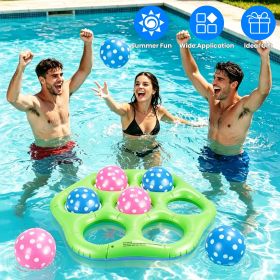 1Pc Inflatable Tic-Tac-Toe Pool Game Set with 7 Balls Summer Water Toy Portable Inflatable Game for Pool Beach Backyard (Color: Blue Green)