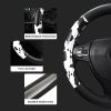 Microfiber Leather 15" Universal Fit Car Steering Wheel Cover, Elastic Nonslip Breathable and Odorless
