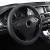 Microfiber Leather 15" Universal Fit Car Steering Wheel Cover, Elastic Nonslip Breathable and Odorless, Black & Pink Grip