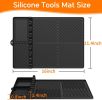 Silicone Tools Mat for Griddle Kitchen Cooking Baking Countertop-Side Shelf Spatula Mat with Drip Pad for Blackstone Weber Traeger Pit Boss Flat Top G